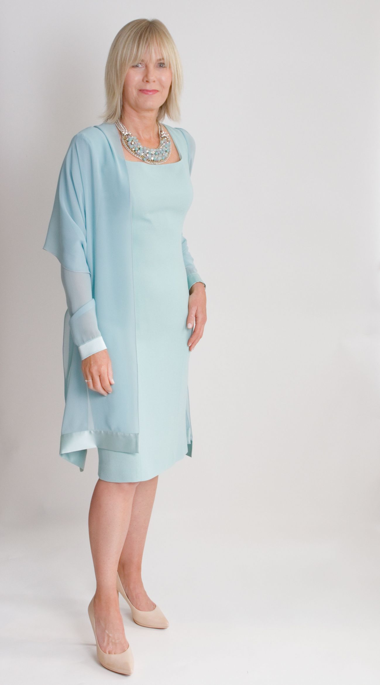 formal swing dress with sleeves